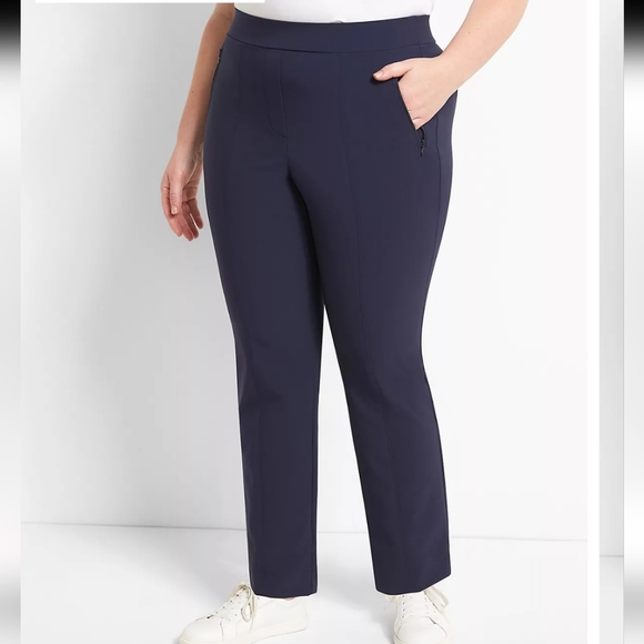 Lane Bryant Nylon Blend Wear Everywhere Straight Leg Pants Side Zip Pockets 14 - Picture 12 of 13